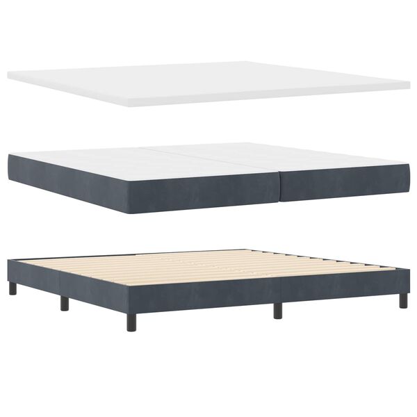 vidaXL Lit &agrave; ressorts avec matelas Gris fonc&eacute; 200 x 200 cm Velours