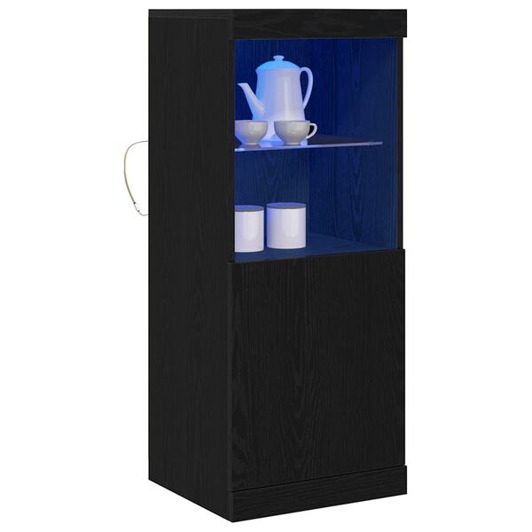 vidaXL Buffet LED Ch&ecirc;ne noir 41 x 37 x 100 cm Bois d'ing&eacute;nierie