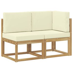 vidaXL Canap&eacute; d&rsquo;ext&eacute;rieur milieu et coin avec coussin 2 Pi&egrave;ce Blanc