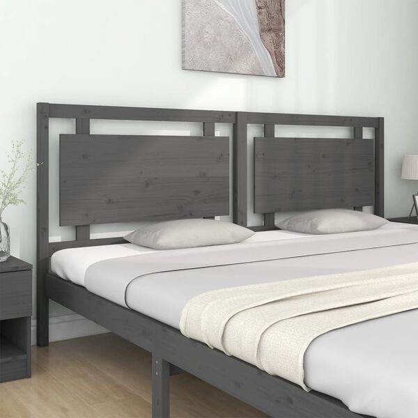 vidaXL T&ecirc;te de lit Gris 205,5x4x100 cm Bois massif de pin