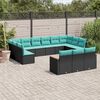 vidaXL Salon de jardin avec coussins 13 pcs noir r&eacute;sine tress&eacute;e
