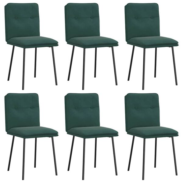 vidaXL Chaises &agrave; manger lot de 6 vert fonc&eacute; velours
