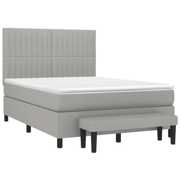 vidaXL Sommier &agrave; lattes de lit avec matelas Gris clair 140x190cm Tissu