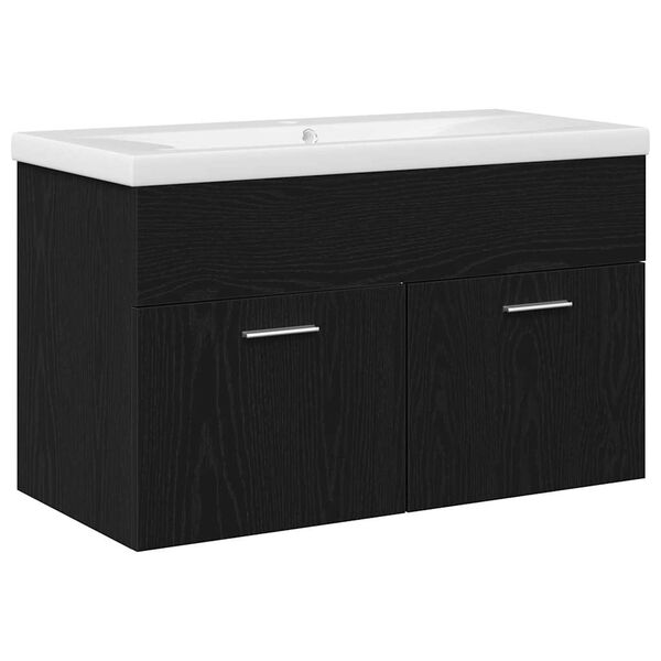 vidaXL Cabinet de salle de bain Chêne noir 80 x 38,5 x 46 cm