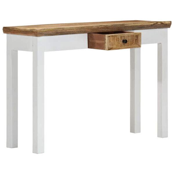 vidaXL Table console Blanc et marron 110x35x75 cm Bois manguier massif