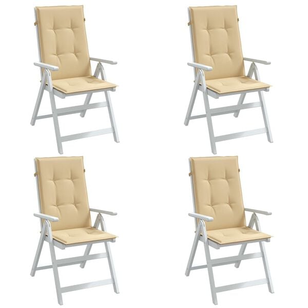 vidaXL Coussins de chaise à dossier haut lot de 4 beige mélangé tissu