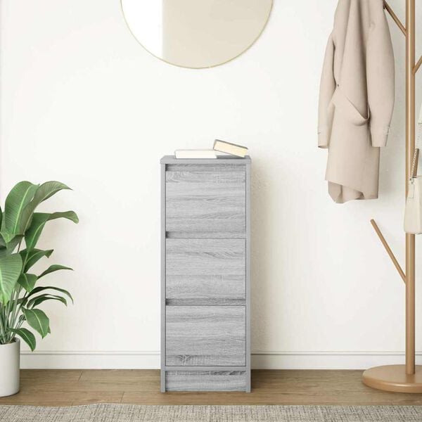 vidaXL Buffet sonoma gris 29,5x34x76 cm bois d'ing&eacute;nierie