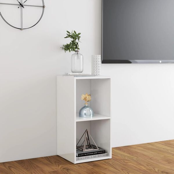 vidaXL Meuble TV blanc brillant 72x35x36,5 cm bois d&rsquo;ing&eacute;nierie