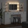 vidaXL Ensemble de table de maquillage avec LED avec porte 3 pcs Blanc
