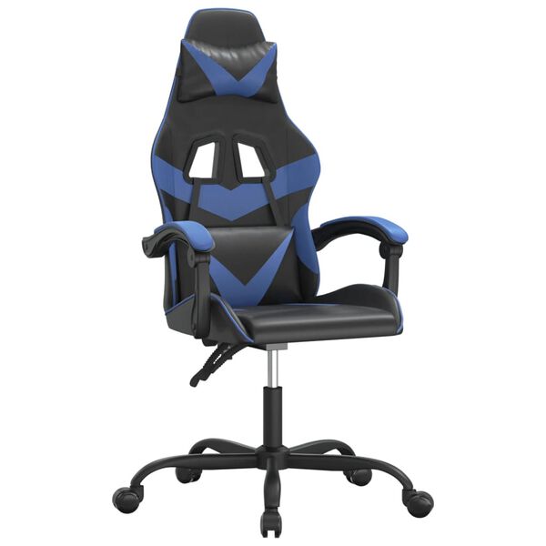 vidaXL Chaise de jeu pivotante Noir et bleu Similicuir
