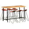 vidaXL Ensemble de bar 7 pcs Bois solide et cuir v&eacute;ritable
