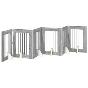 vidaXL Porte de chien pliable avec supports 6 pcs Sonoma gris 362 cm