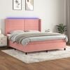 vidaXL Sommier &agrave; lattes de lit matelas et LED Rose 160x200 cm Velours