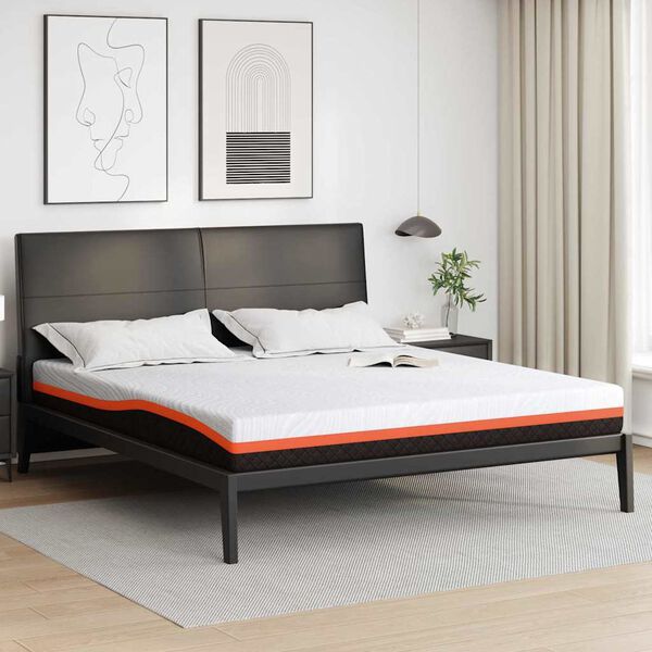 vidaXL Matelas Blanc et Noir 180 x 200 cm Tissu jacquard