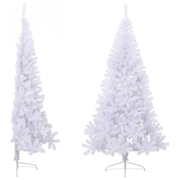 vidaXL Sapin de Noël artificiel moitié avec support blanc 210 cm PVC