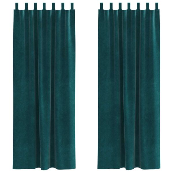 vidaXL Rideaux occultants 2 pcs Vert fonc&eacute; 140 x 225 cm Velours