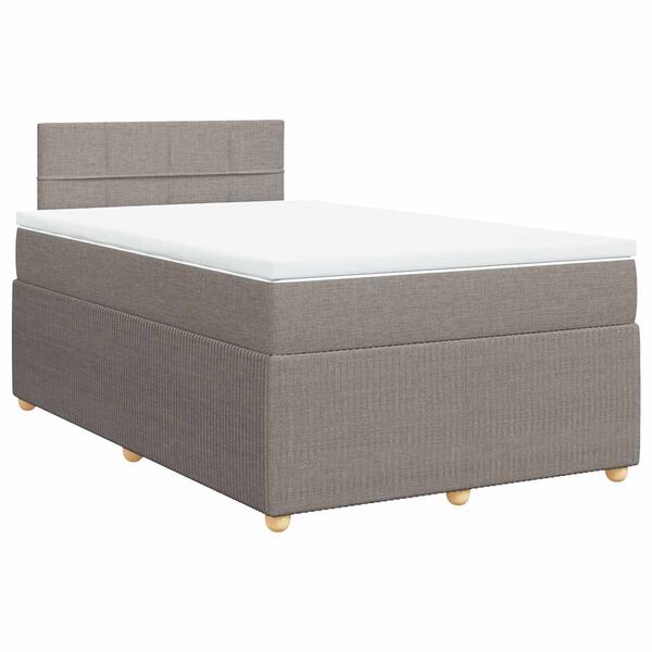 vidaXL Sommier &agrave; lattes de lit avec matelas Taupe 120x200 cm Tissu