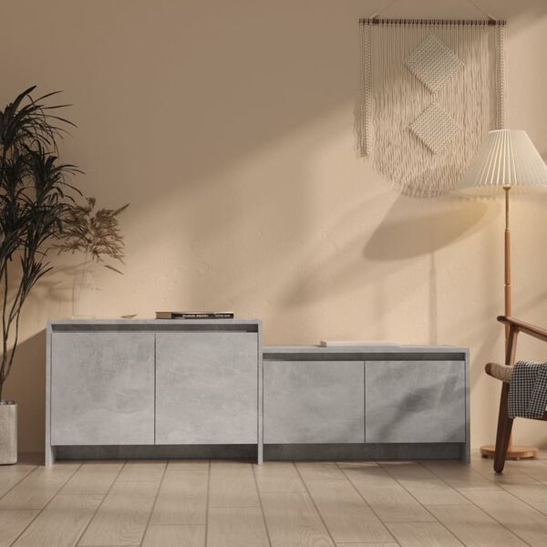 vidaXL Meuble TV gris b&eacute;ton 146,5x35x50 cm bois d'ing&eacute;nierie