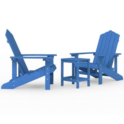 vidaXL Chaises de jardin Adirondack avec table PEHD Bleu aqua