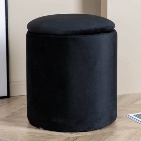 Venture Home Pouf Limpen 32x32x40 cm Velours Noir