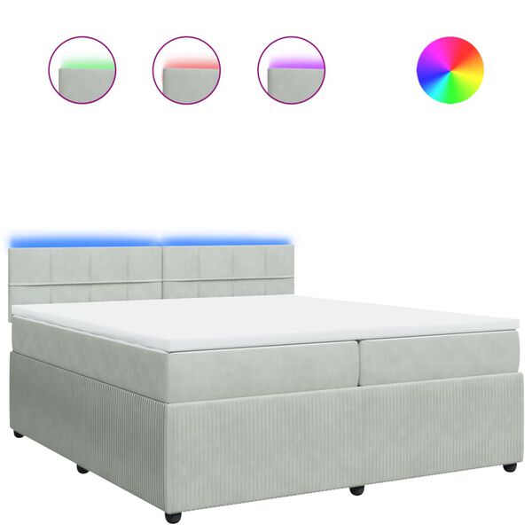 vidaXL Sommier &agrave; lattes de lit et matelas Gris clair 200x200cm Velours