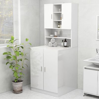 vidaXL Meuble pour machine à laver Blanc brillant 70,5x25,5x90 cm