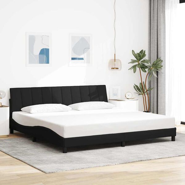 vidaXL Cadre de lit sans matelas Hanko noir 200x200 cm tissu