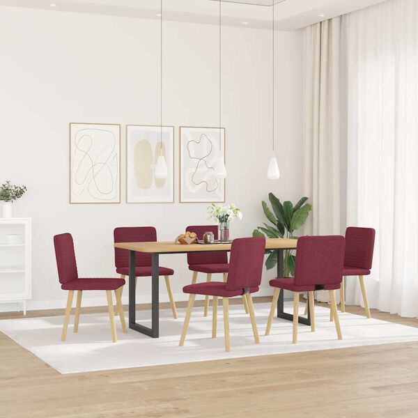 vidaXL Chaises &agrave; manger lot de 6 rouge bordeaux tissu