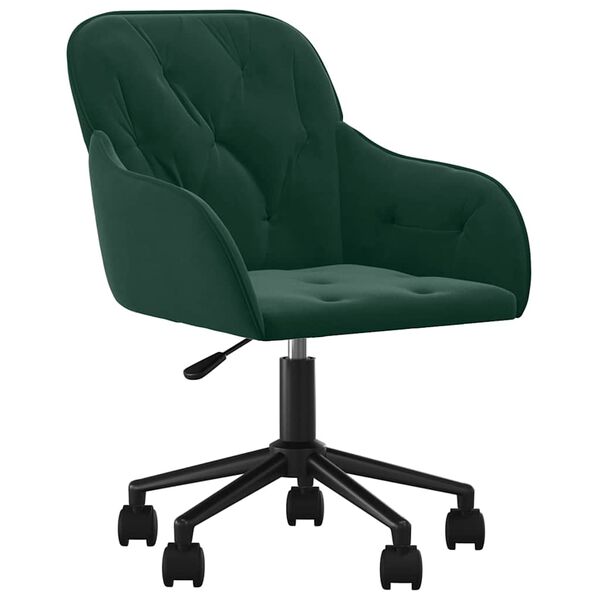 vidaXL Chaise pivotante de bureau Vert fonc&eacute; Velours