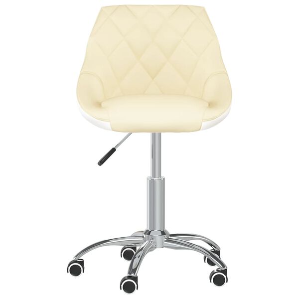 vidaXL Chaises &agrave; manger pivotantes lot de 2 cr&egrave;me et blanc similicuir