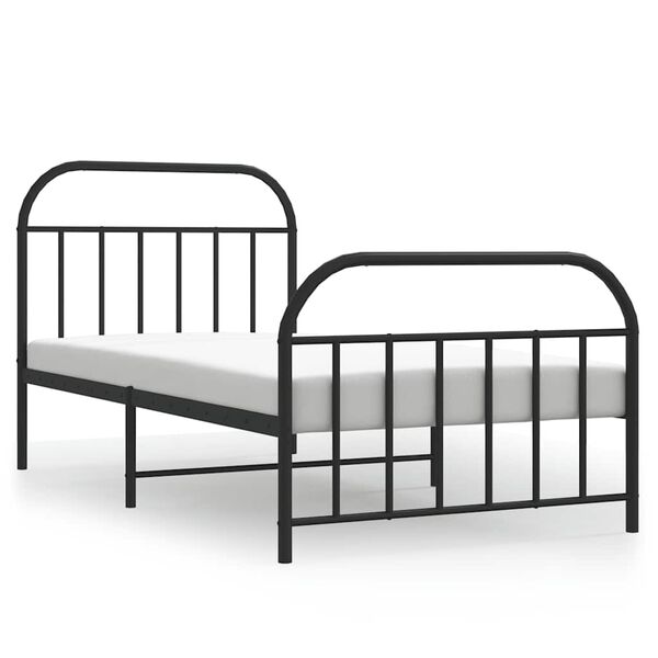 vidaXL Cadre de lit m&eacute;tal sans matelas avec pied de lit noir 100x190cm