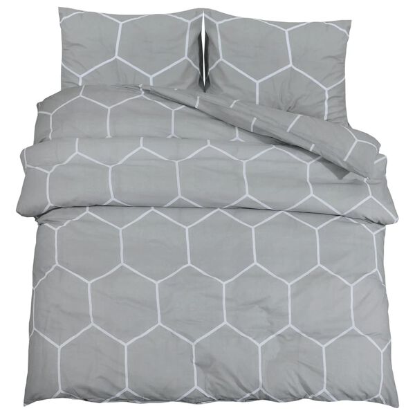 vidaXL Ensemble de housse de couette Gris 220x240 cm Coton