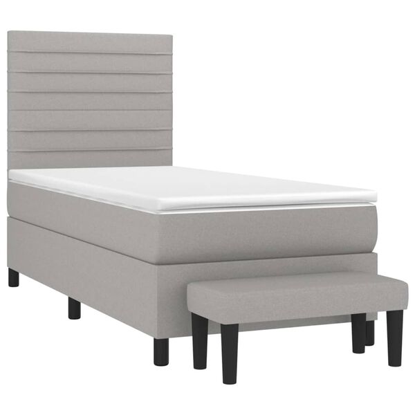 vidaXL Sommier &agrave; lattes de lit avec matelas Gris clair 80x200 cm Tissu