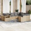 vidaXL Salon de jardin avec coussins 10 pcs beige résine tressée