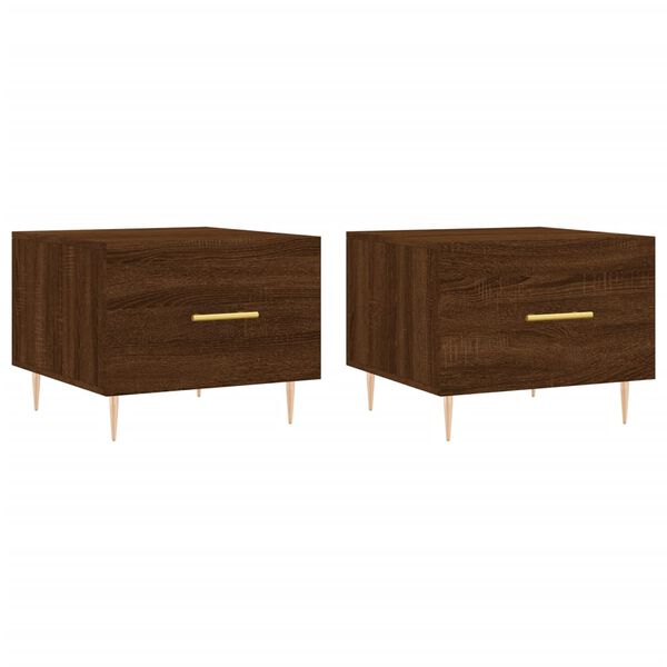 vidaXL Tables basses 2 pcs chêne marron 50x50x40 cm bois d'ingénierie