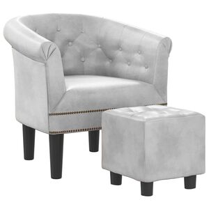 vidaXL Fauteuil avec repose-pied argent&eacute; similicuir