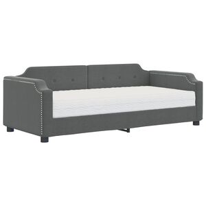 vidaXL Lit de jour avec matelas gris fonc&eacute; 90x200 cm tissu
