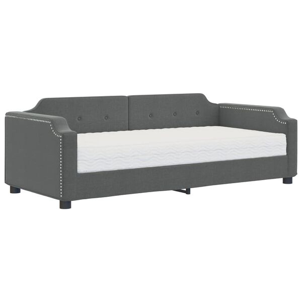 vidaXL Lit de jour avec matelas gris fonc&eacute; 90x200 cm tissu