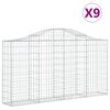 vidaXL Paniers &agrave; gabions arqu&eacute;s 9 pcs 200x30x100/120 cm Fer galvanis&eacute;
