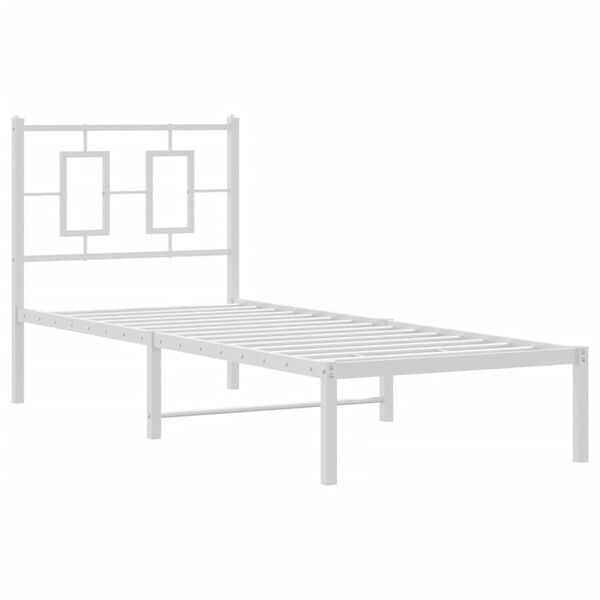 vidaXL Cadre de lit m&eacute;tal sans matelas avec t&ecirc;te de lit blanc 75x190cm