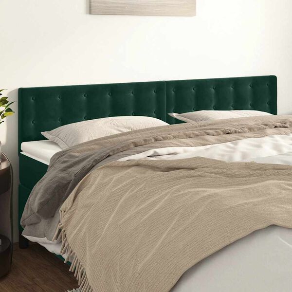 vidaXL T&ecirc;tes de lit Vert fonc&eacute; 160x5x78/88 cm Velours