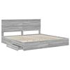 vidaXL Lit de Rangement Gris Sonoma 200 x 200 cm Bois d'ing&eacute;nierie