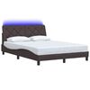 vidaXL Cadre de lit avec LED sans matelas marron fonc&eacute; 140x190cm tissu
