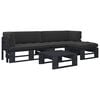 vidaXL Salon de jardin palette 4pcs avec coussins Pin impr&eacute;gn&eacute; de noir