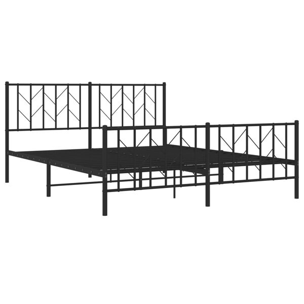 vidaXL Cadre de lit m&eacute;tal sans matelas avec pied de lit noir 160x200cm