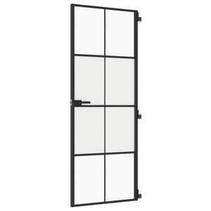 vidaXL Porte int&eacute;rieure mince noir 76x201,5 cm verre tremp&eacute; aluminium