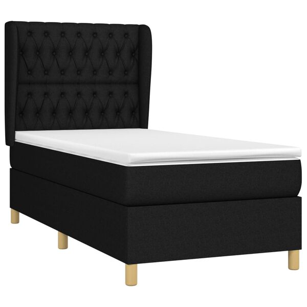 vidaXL Sommier &agrave; lattes de lit avec matelas Noir 100x200 cm Tissu