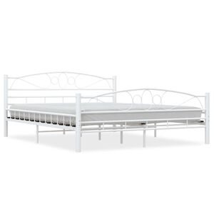 vidaXL Cadre de lit et tête de lit sans matelas blanc 160x200 cm métal