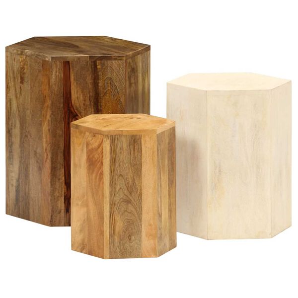 vidaXL Ensemble de table basse 3 pcs Bois de manguier massif