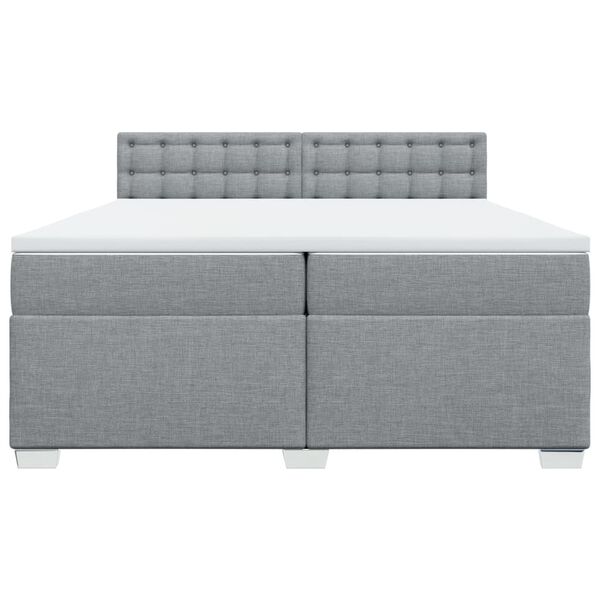 vidaXL Sommier &agrave; lattes de lit avec matelas Gris clair 200x200cm Tissu